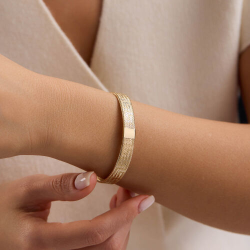 14 Ayar Grek Desenli İtalyan Esnek Altın Bileklik 2,50 Gr I 9mm - SembolGold