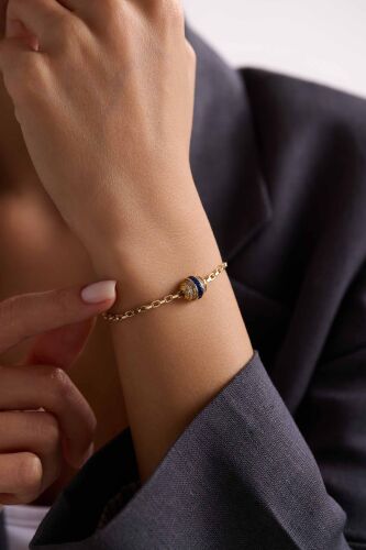 14 Ayar İtaly Tasarım Altın Bileklik Saphire Taşlı - SembolGold