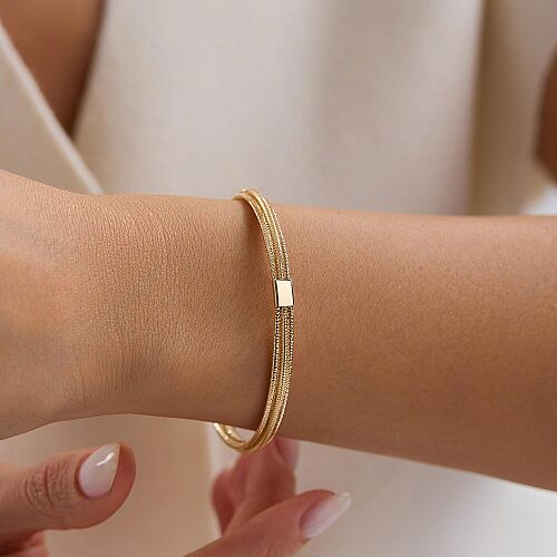 14 Ayar İtalyan Çok Sıralı Esnek Altın Bilezik 5 mm 1.95 Gram - SembolGold