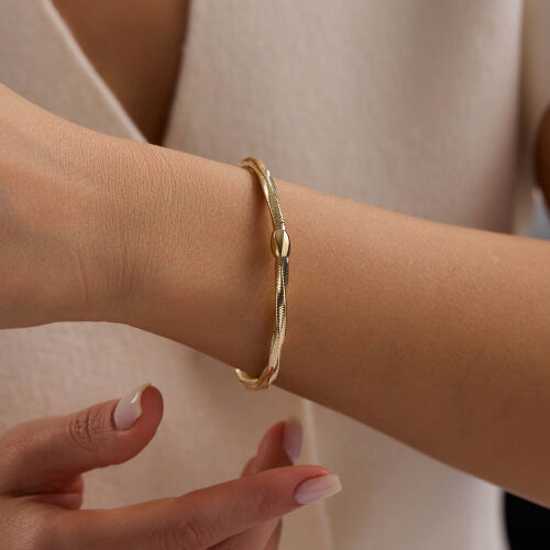 14 Ayar İtalyan Esnek Altın Bileklik 4 mm 1.45 Gram - SembolGold