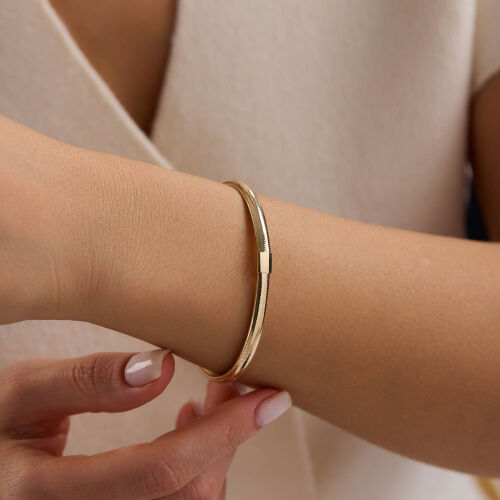 14 Ayar İtalyan Esnek Bombeli Altın Bileklik 5 mm 1.45 Gram - SembolGold