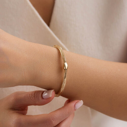 14 Ayar İtalyan Esnek Burgu Altın Bileklik 1,40 Gr I 4mm - SembolGold