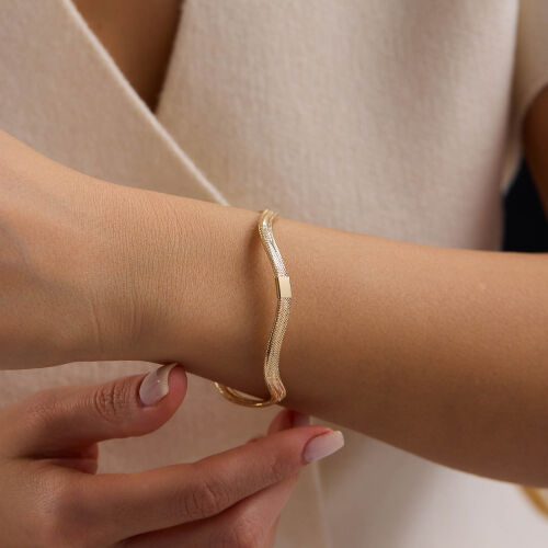 14 Ayar İtalyan Esnek Dalgalı Altın Bileklik 5 mm 1.35 Gram - SembolGold