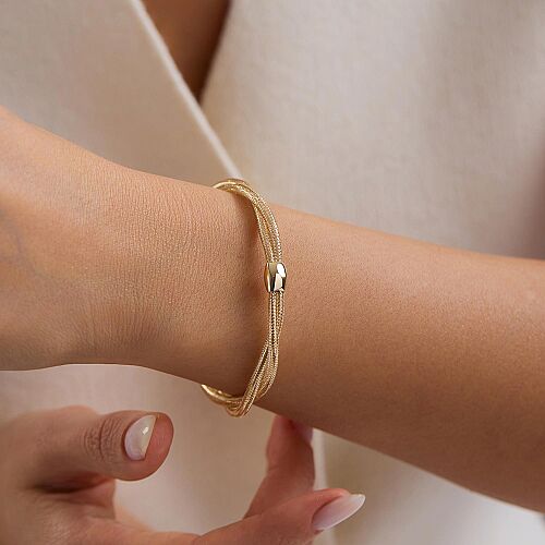 14 Ayar İtalyan Kıvrımlı Esnek Altın Bilezik 6 mm 1.90 Gram - SembolGold