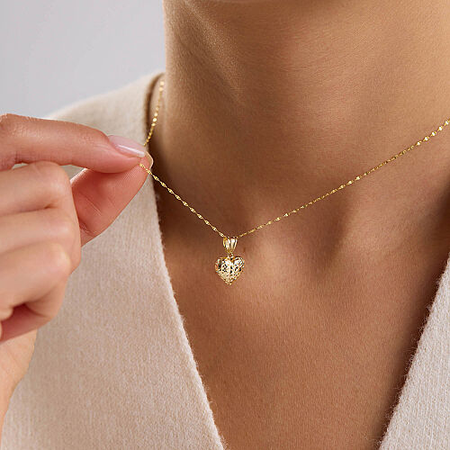 14 Ayar Kalp Detaylı Altın Kolye 1.00 Gram 45 cm - SembolGold