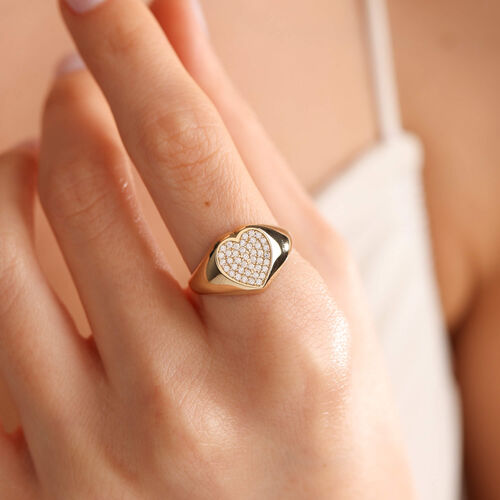 14 Ayar Kalp Şövalye Yüzük Taşlı - SembolGold