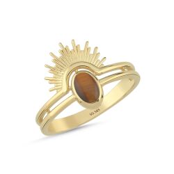 14 Ayar Kaplan Gözü Taşlı Altın Yüzük - SembolGold