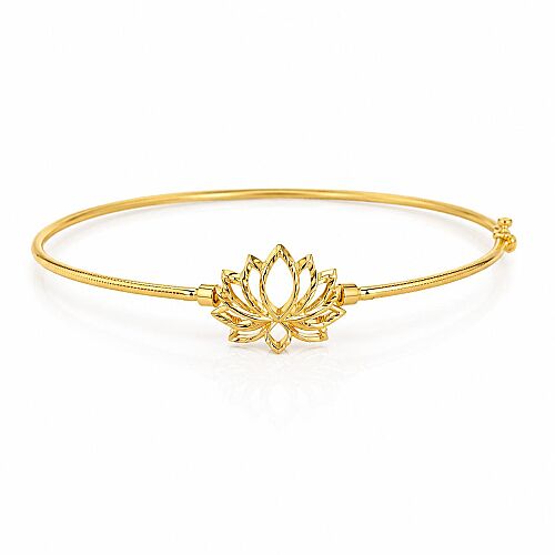 14 Ayar Lotus Çiçeği Oluklu Ajda Altın Kelepçe - SembolGold