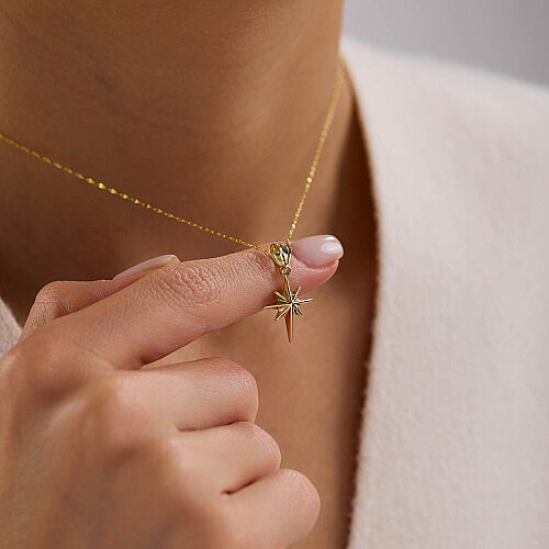 14 Ayar Minimal Kutup Yıldızı Altın Kolye 1.00 Gram 45 cm - SembolGold