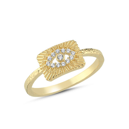 14 Ayar Nazar Model Taşlı Altın Yüzük 2,28 Gr - SembolGold