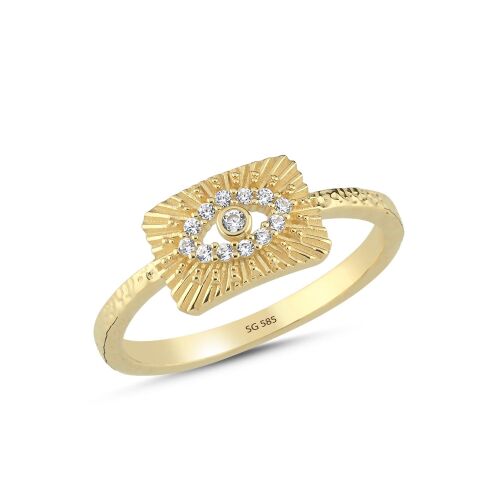 14 Ayar Nazar Model Taşlı Altın Yüzük - SembolGold