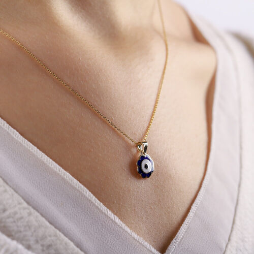 14 Ayar Nazarlık Altın Kolye Mine Çiçek - SembolGold