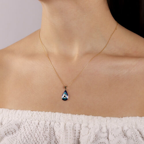 14 Ayar Nazarlık Altın Kolye Mine Damla Tasarım - SembolGold