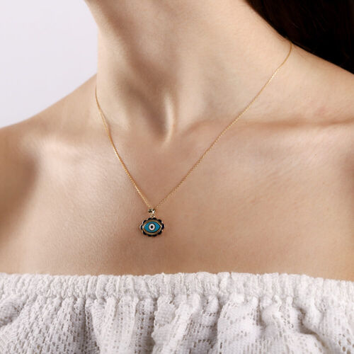 14 Ayar Nazarlık Altın Kolye Mine Oval Tasarım - SembolGold