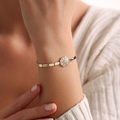 14 Ayar Octa Shine Bileklik 3 mm 19 cm - SembolGold