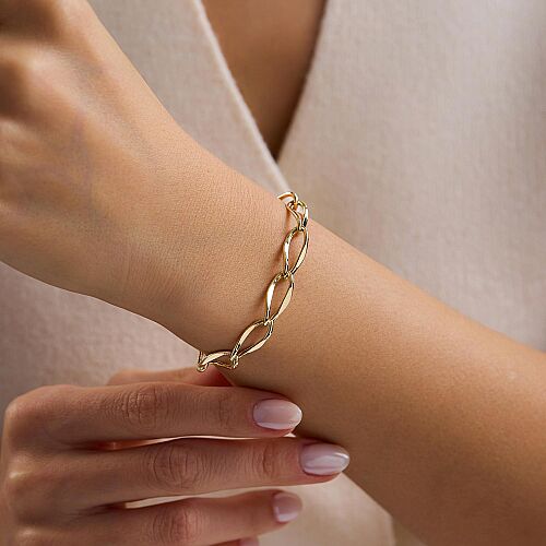 14 Ayar Oval Halka Altın Bileklik 1.80 Gram 18 cm 5 mm - SembolGold