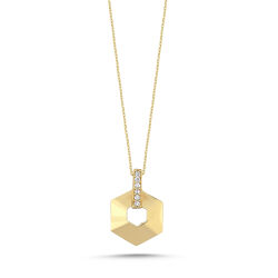 Geometrik Prizma Tasarım 14 Ayar Altın Kolye - SembolGold