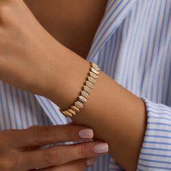 14 Ayar Piramit Kordon Bileklik 10 mm 19 cm - SembolGold