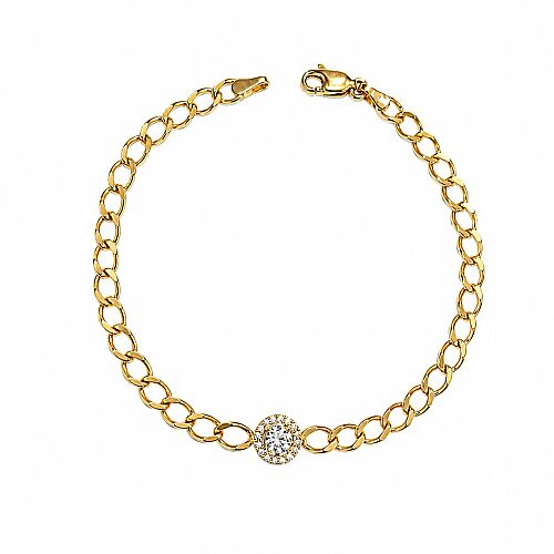 14 Ayar Prenses Tektaş Gurmet Altın Bileklik 2,40 Gram 18 cm - SembolGold