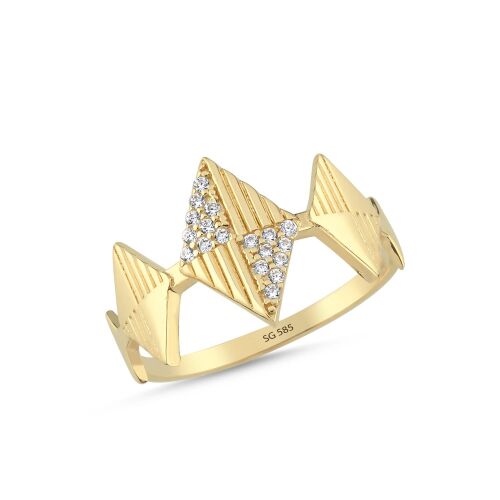 14 Ayar Prizma Model Taşlı Altın Yüzük 1,60 Gr - SembolGold