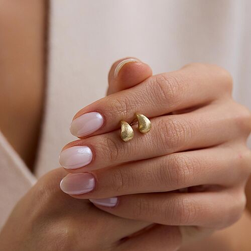 14 Ayar Simli Damla Altın Küpe 0.70 Gram 1.0 cm - SembolGold