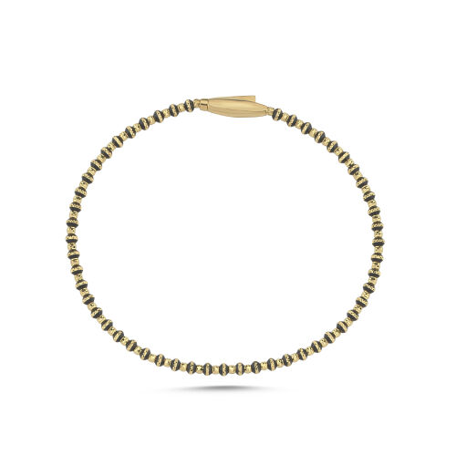 14 Ayar Siyah Mineli Dorikalı Altın Bileklik | İtalyan Kilitli - SembolGold