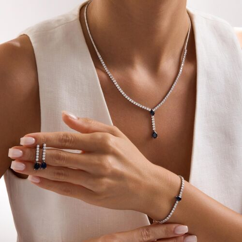 14 Ayar Su Yolu Set Beyaz Altın AquaMarine - SembolGold