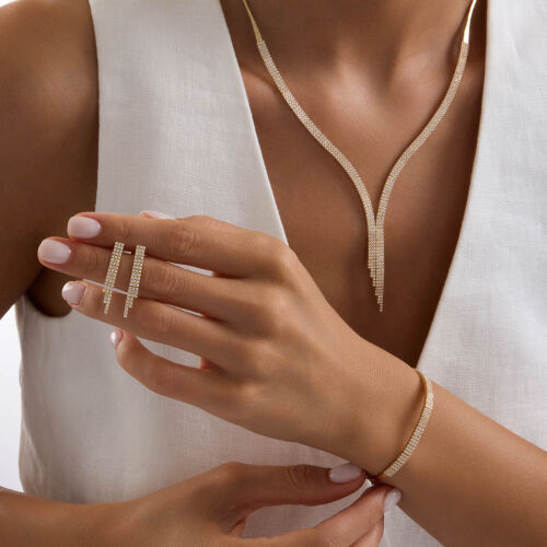 14 Ayar Su Yolu Set Sarı Altın Üç Sıra - SembolGold