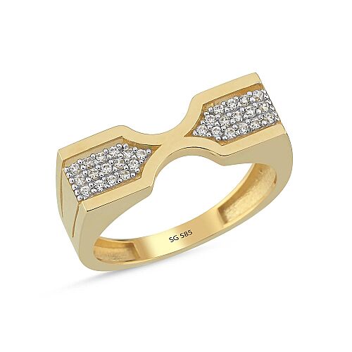 14 Ayar Taşlı Modern Altın Yüzük 2.50 Gram - SembolGold