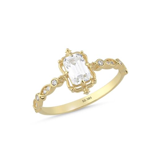 14 Ayar Vintage Model Taşlı Altın Yüzük - SembolGold