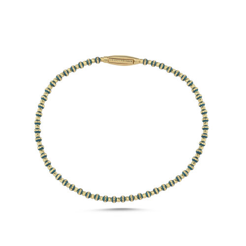 14 Ayar Yeşil Mineli Dorikalı Altın Bileklik | İtalyan Kilitli - SembolGold