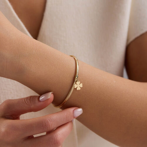 14 Ayar Yonca Figürlü İtalyan Esnek Altın Bileklik 1,25 Gr - SembolGold