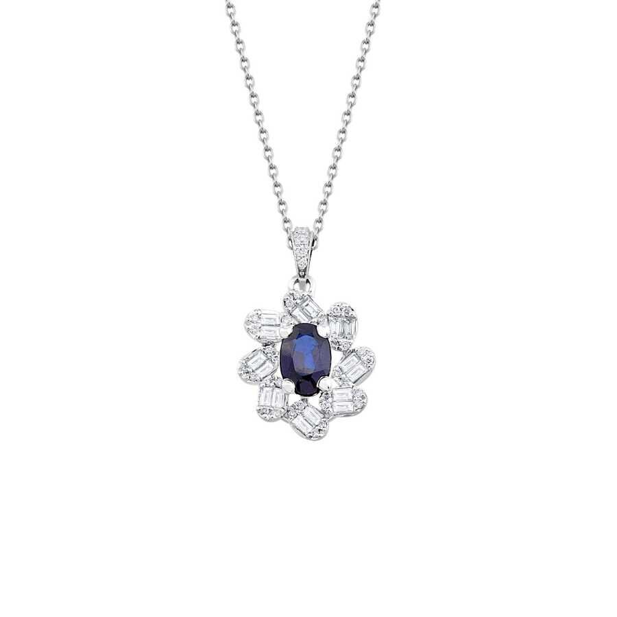 1.48 Karat Pırlanta Safir Kolye
