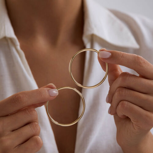 14K Altın Halka Küpe 1.8 mm 4.5 cm - SembolGold