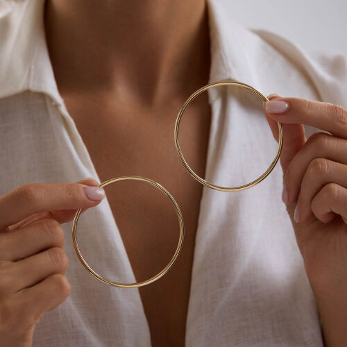 14K Altın Halka Küpe 1.8 mm 6.5 cm - SembolGold