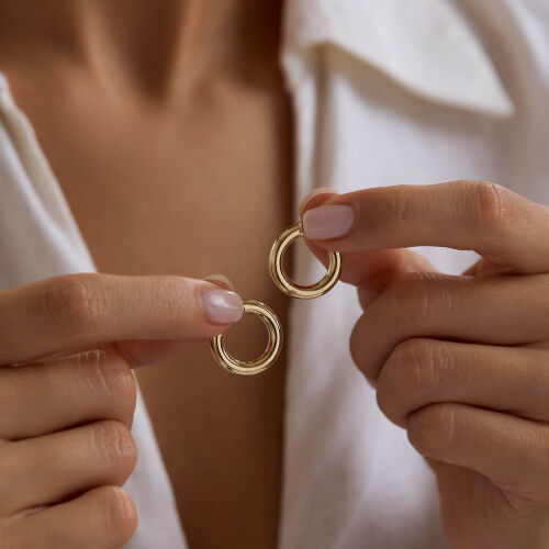 14K Altın Halka Küpe 3 mm 1.5 cm - SembolGold