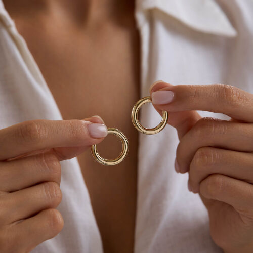 14K Altın Halka Küpe 3 mm 2.0 cm - SembolGold