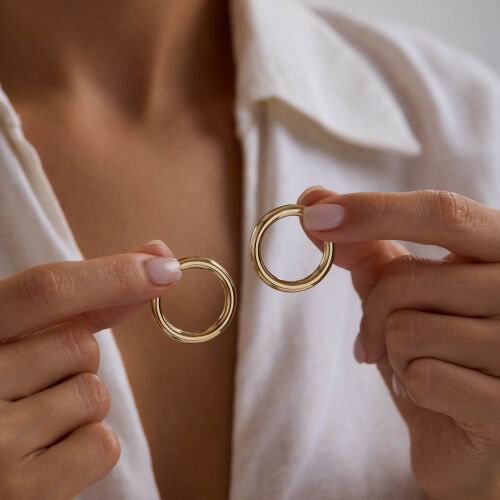 14K Altın Halka Küpe 3 mm 2.8 cm - SembolGold