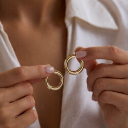 14K Altın Halka Küpe 4 mm 2.5 cm - SembolGold