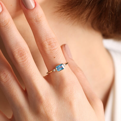 SembolGold - 14K Altın Vintage Yüzük Aqua Blue (1)