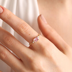 14K Altın Vintage Yüzük Pink Topaz - Thumbnail
