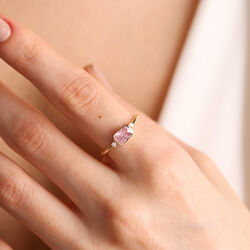 14K Altın Vintage Yüzük Pink Topaz - Thumbnail