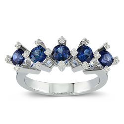 1.50 ct. Pırlanta Safir Beştaş Yüzük - Thumbnail