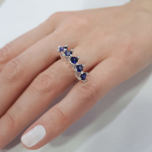 Pırlanta Merkezim - 1.50 ct. Pırlanta Safir Beştaş Yüzük (1)