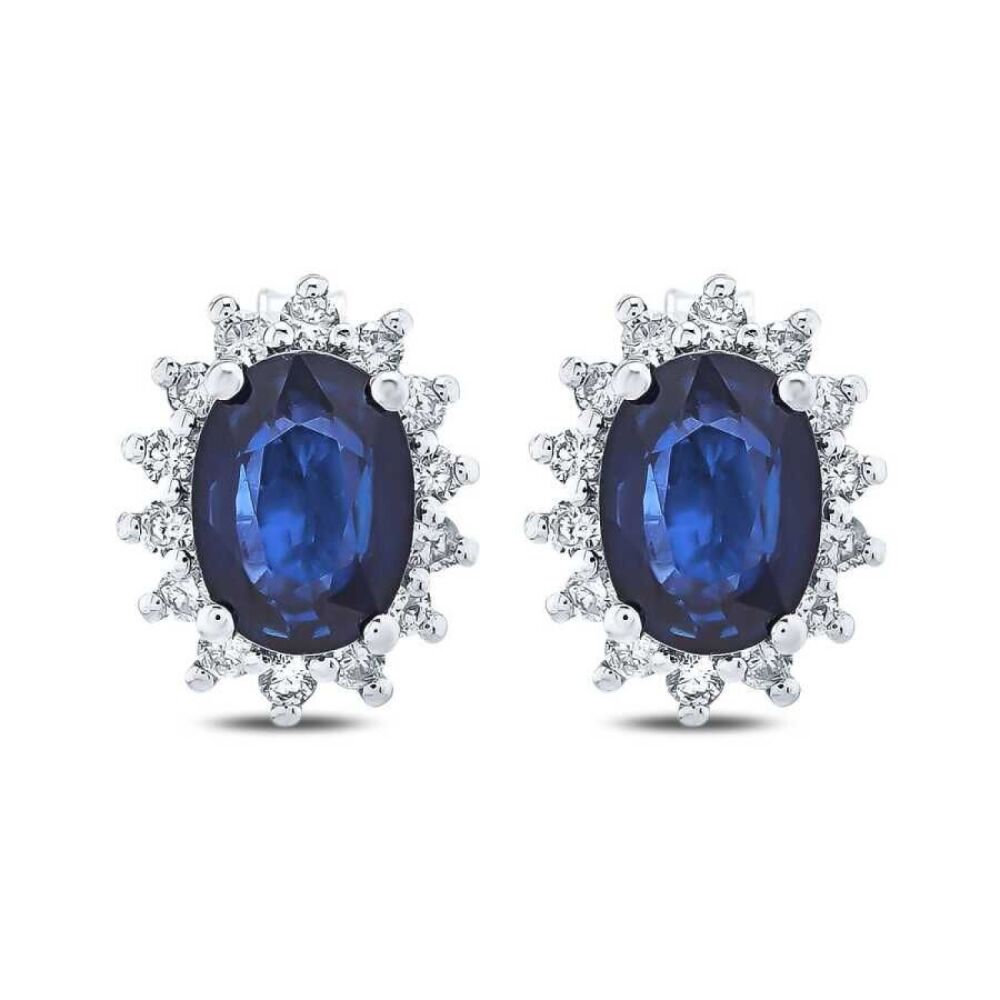 2.13 Karat Pırlanta Safir Küpe