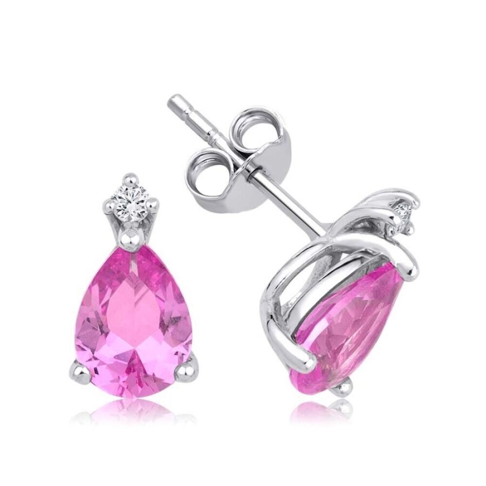 2.72 Karat Pırlanta Pembe Safir Küpe