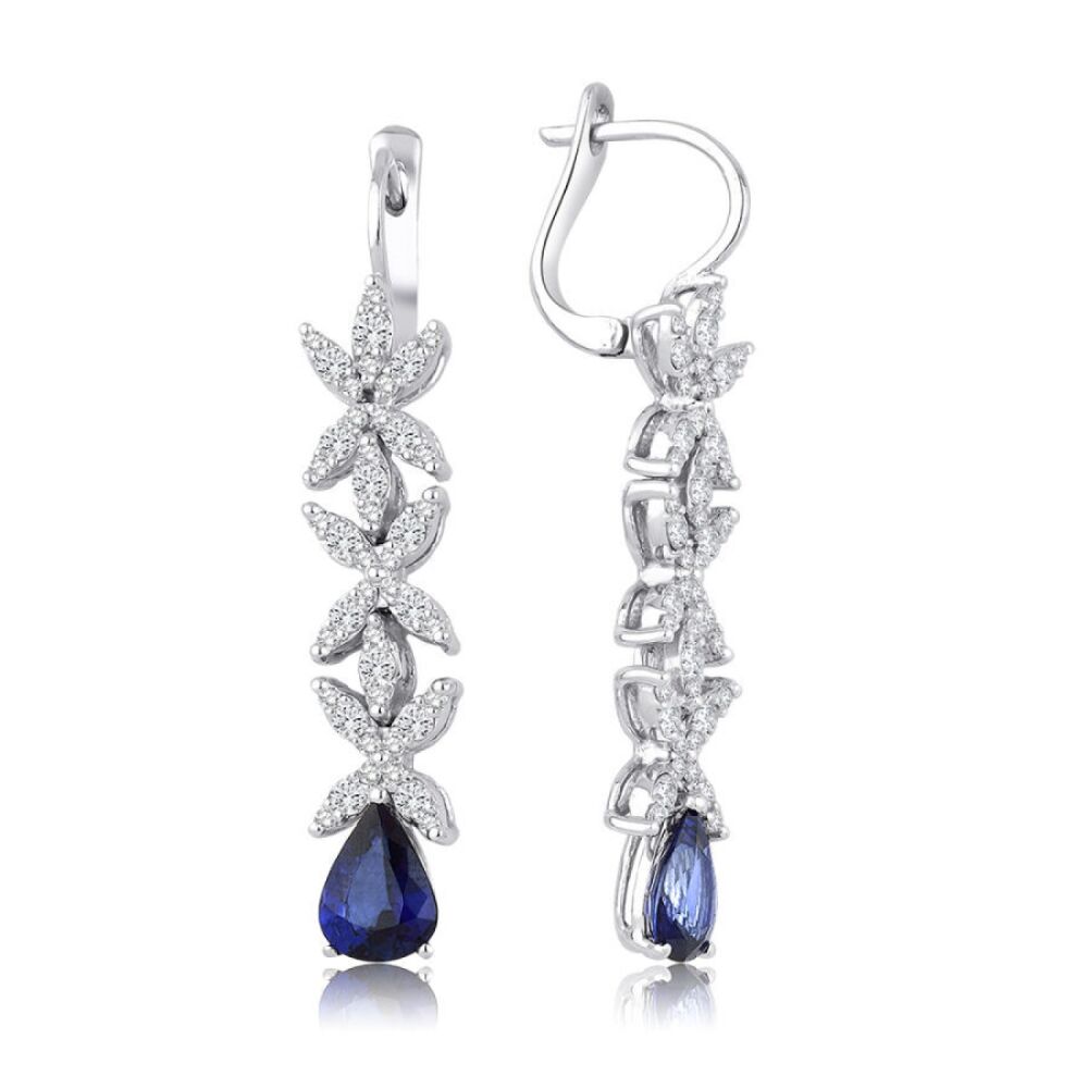 3.51 Karat Pırlanta Safir Küpe
