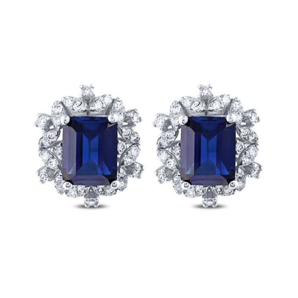 4.57 Karat Pırlanta Safir Küpe