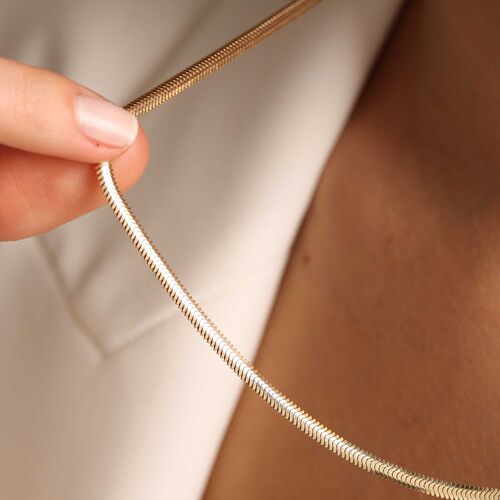 SembolGold - 50 cm Balık Sırtı Altın Zincir 3 mm (1)