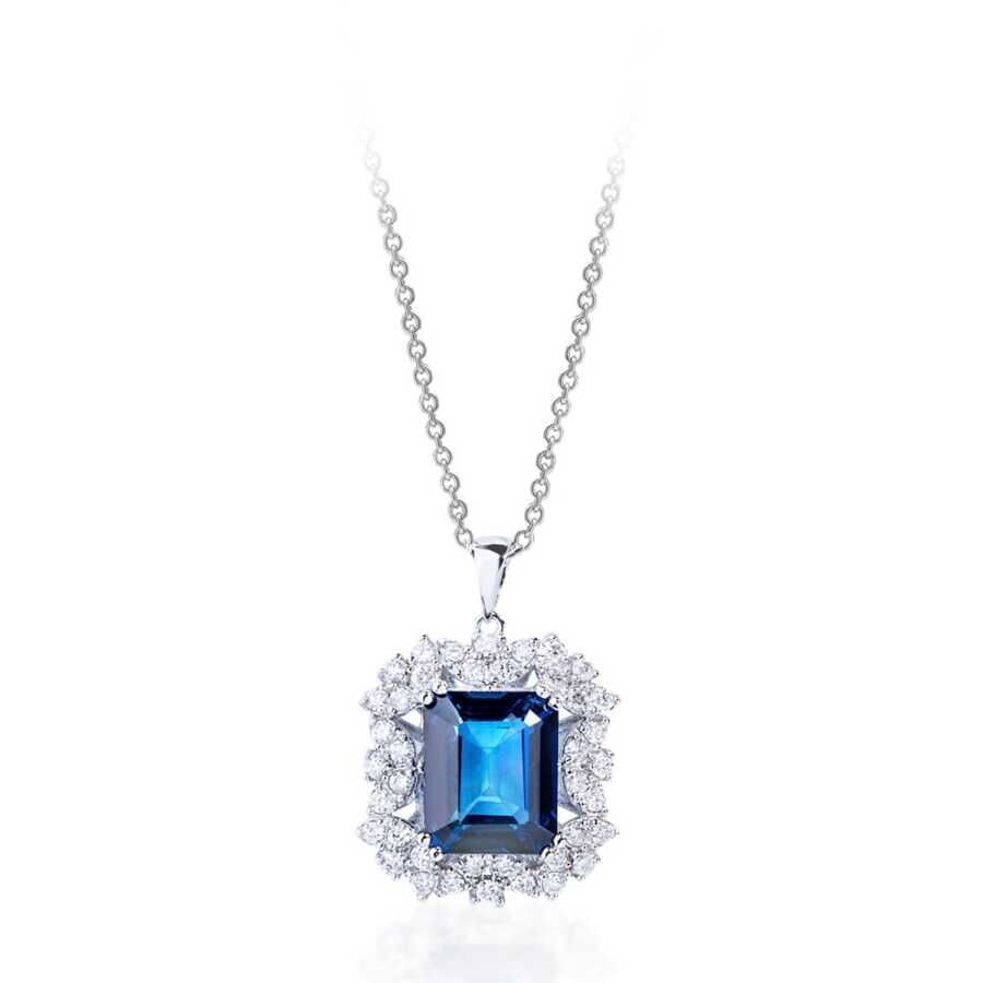 6.04 Karat Pırlanta Safir Kolye